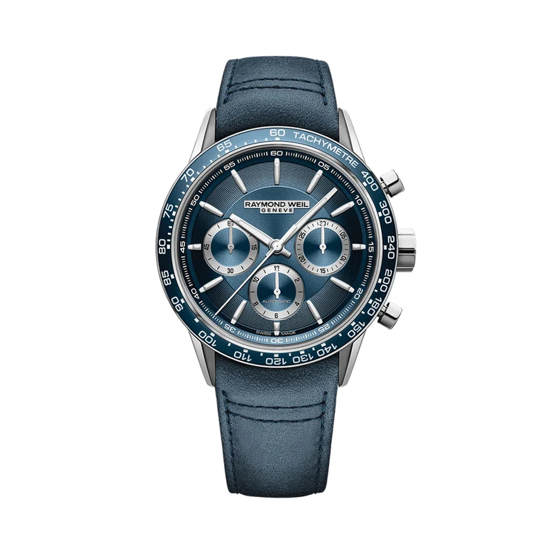 Freelancer Automatic Chronograph Ceramic Bezel 43.5mm - Blue on Leather Strap