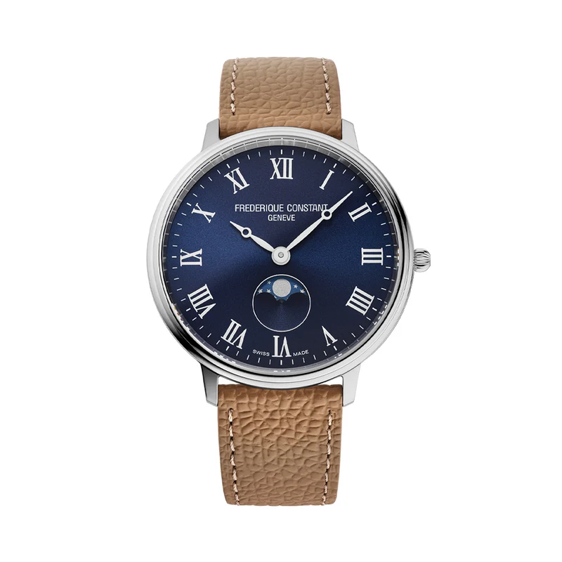 Classics Quartz Moonphase Steel 39mm - Blue on Leather Strap