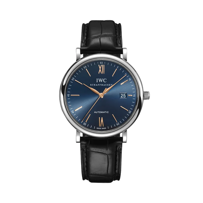 Portofino Automatic Gold Accents 40mm - Blue on Leather Strap