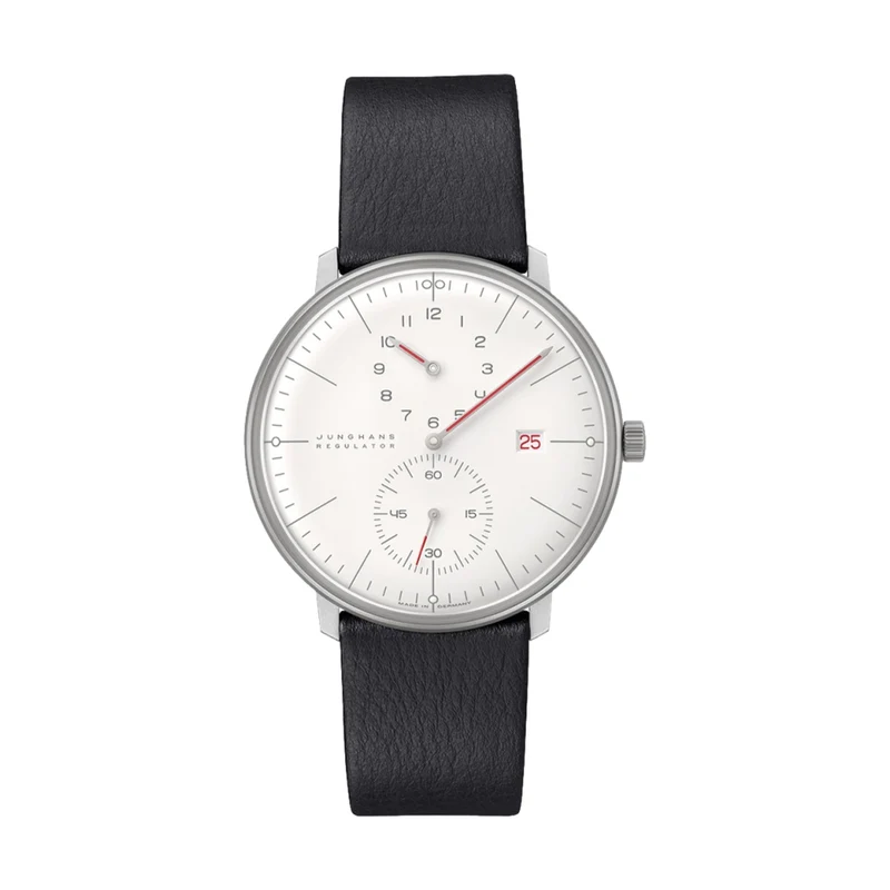 Max Bill Regulator Bauhaus 40mm - White on Leather Strap