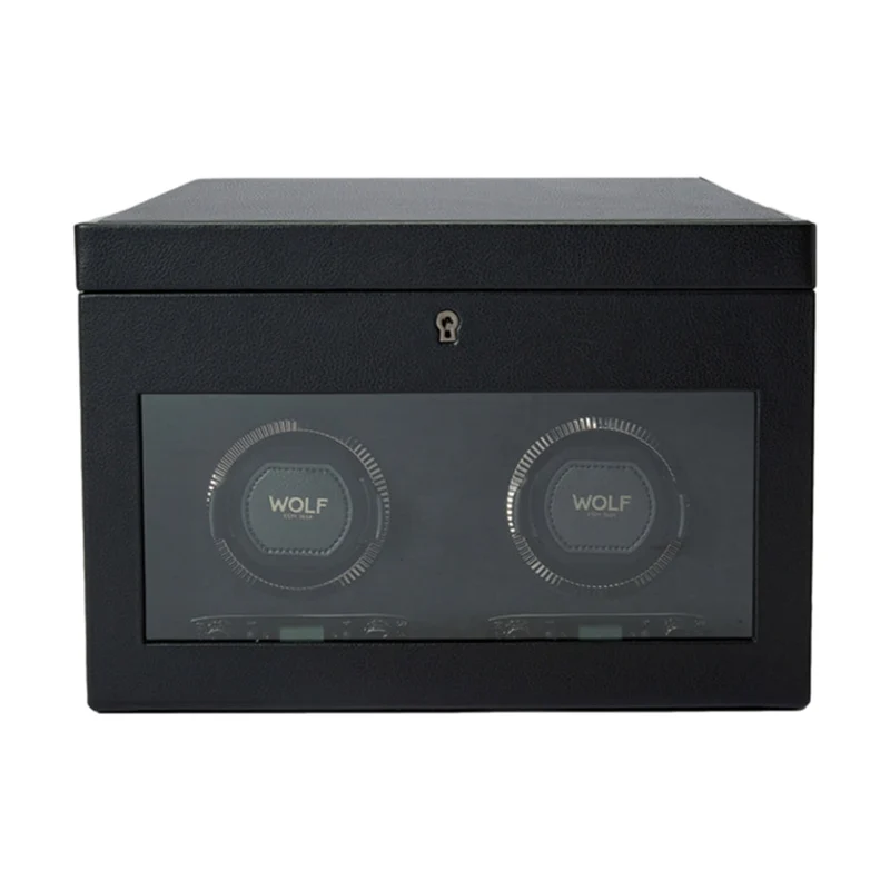 British Racing Double Watch Winder with Storage - Black