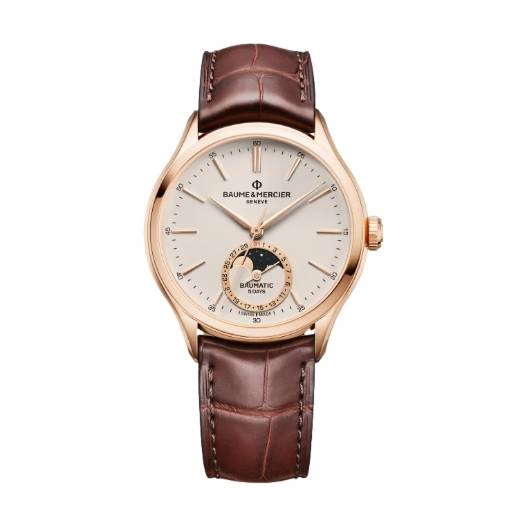 Clifton 10736 18K Pink Gold Moonphase 39mm - Beige on Leather Strap