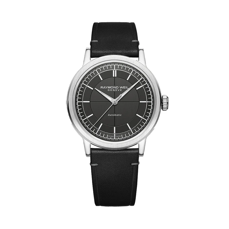 Millesime Men's Automatic Sector Dial 39.5mm - Grey on Leather Strap