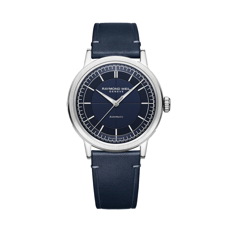 Millesime Men's Automatic Sector Dial 39.5mm - Blue on Leather Strap