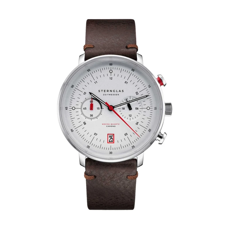 Hamburg Mecha-Quartz Chrono 42mm - Silver on Leather Strap