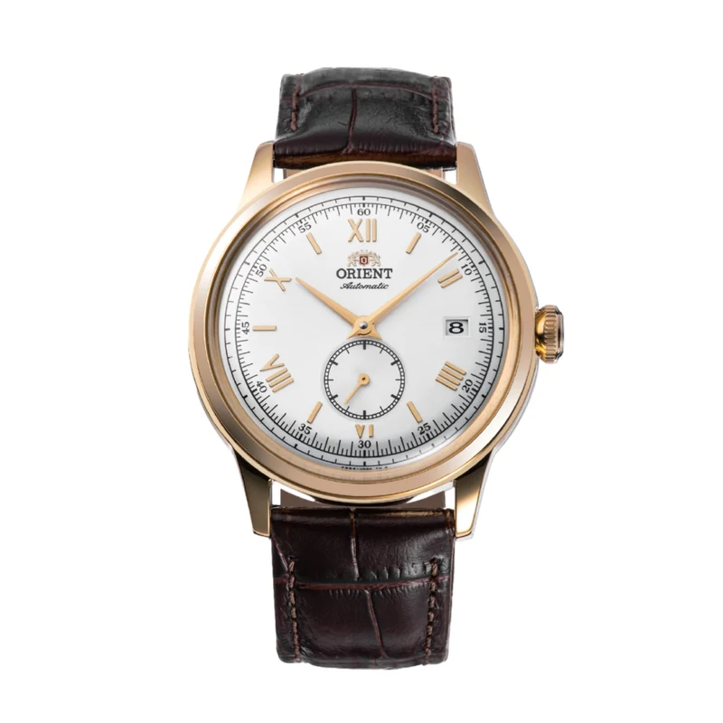 Bambino Version 7 Small Seconds Gold-Tone 38mm - White on Leather Strap
