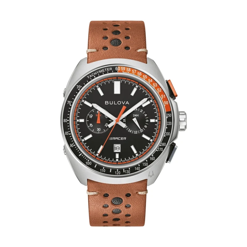 Racer Chronograph 42mm - Black on Leather Strap