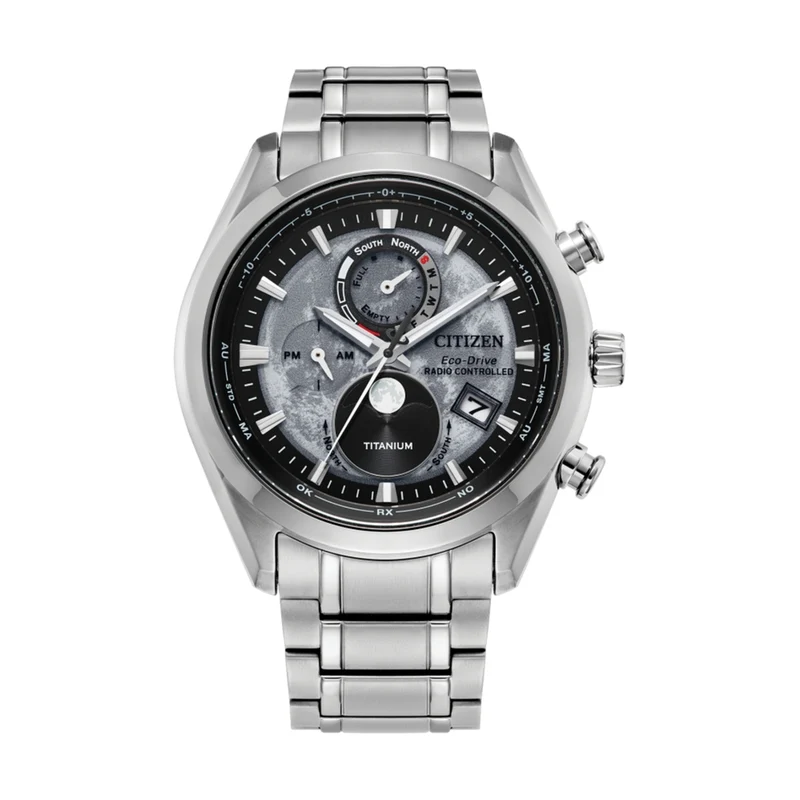 Tsuki-yomi A-T Super Titanium Radio-Controlled Moonphase 43mm - Grey on Bracelet
