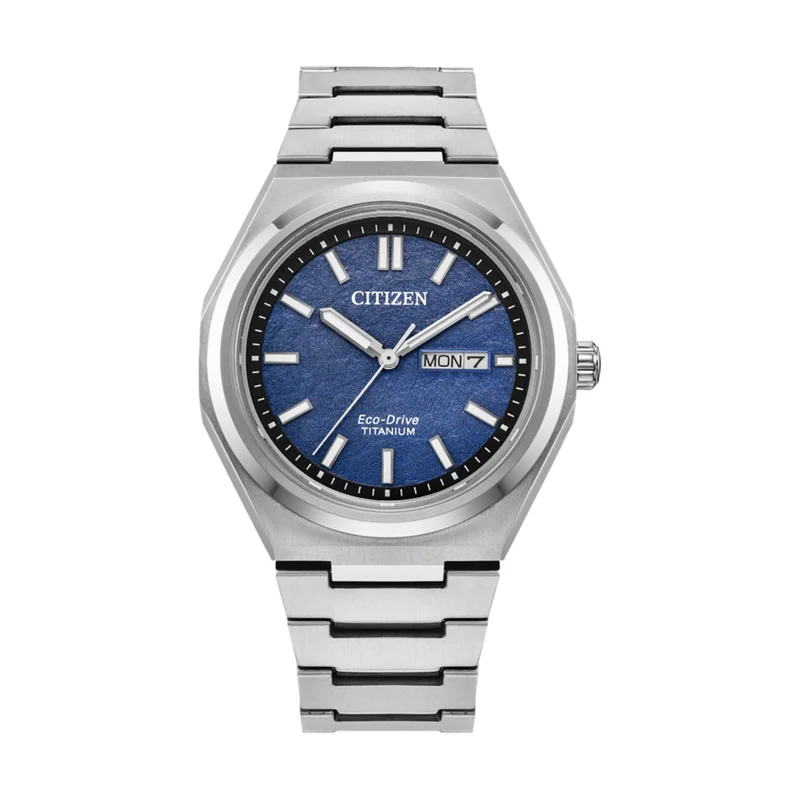 Zenshin Three-hand Eco-Drive Super Titanium 39mm - Blue on Bracelet