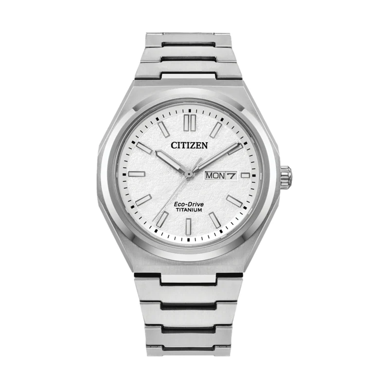 Zenshin Three-hand Eco-Drive Super Titanium 39mm - White on Bracelet