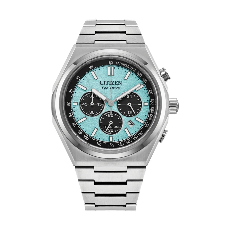 Zenshin Chrono Super Titanium 42.4mm - Blue on Bracelet