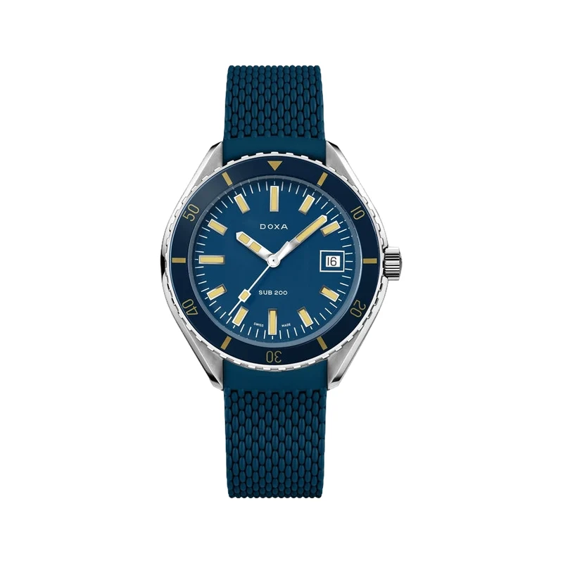 SUB 200 Caribbean Sapphire Inlay Bezel 42mm - Blue on Rubber Strap