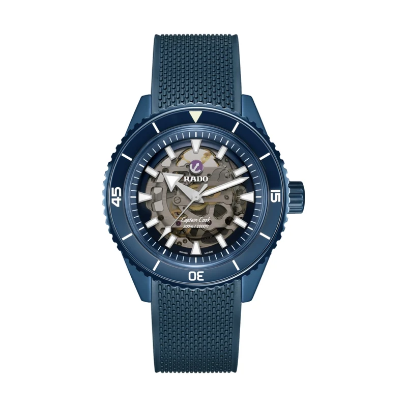 Captain Cook Automatic High Tech Ceramic 43mm - Blue Skeleton on Rubber Strap