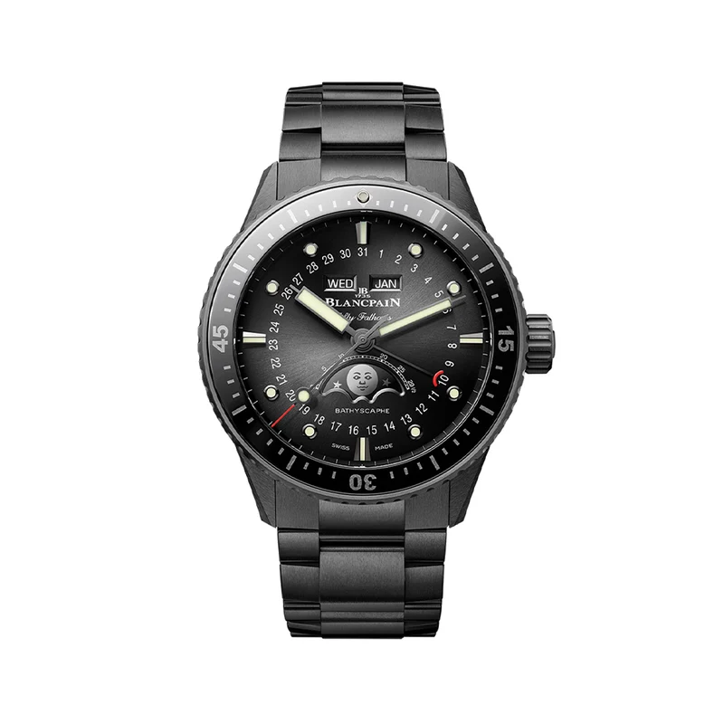Fifty Fathoms Bathyscaphe Complete Calendar Moonphase Ceramic 43.6mm - Black on Ceramic Bracelet