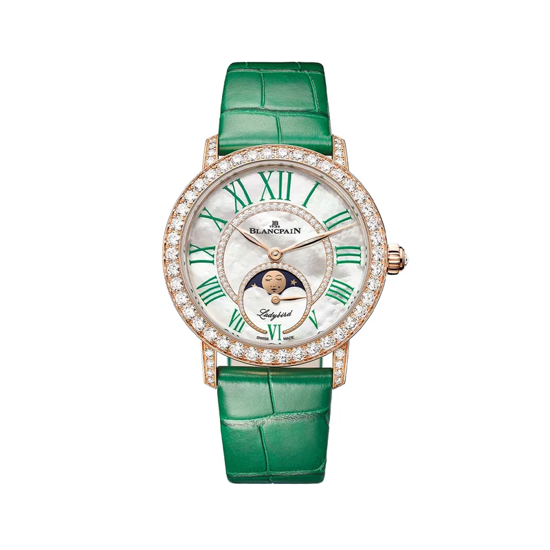 Ladybird Colors Phases de Lune Red Gold 34.9mm - White, Mother-of-Pearl on Leather Strap