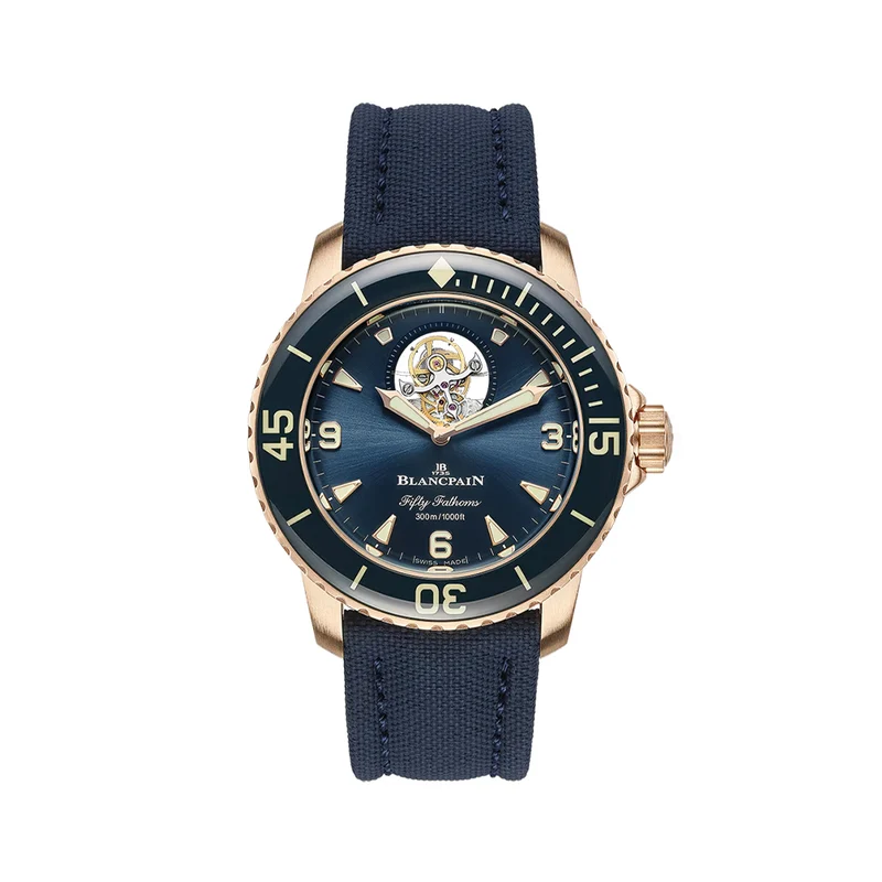 Fifty Fathoms Tourbillon 8 Days Red Gold 45mm - Blue on Fabric Strap