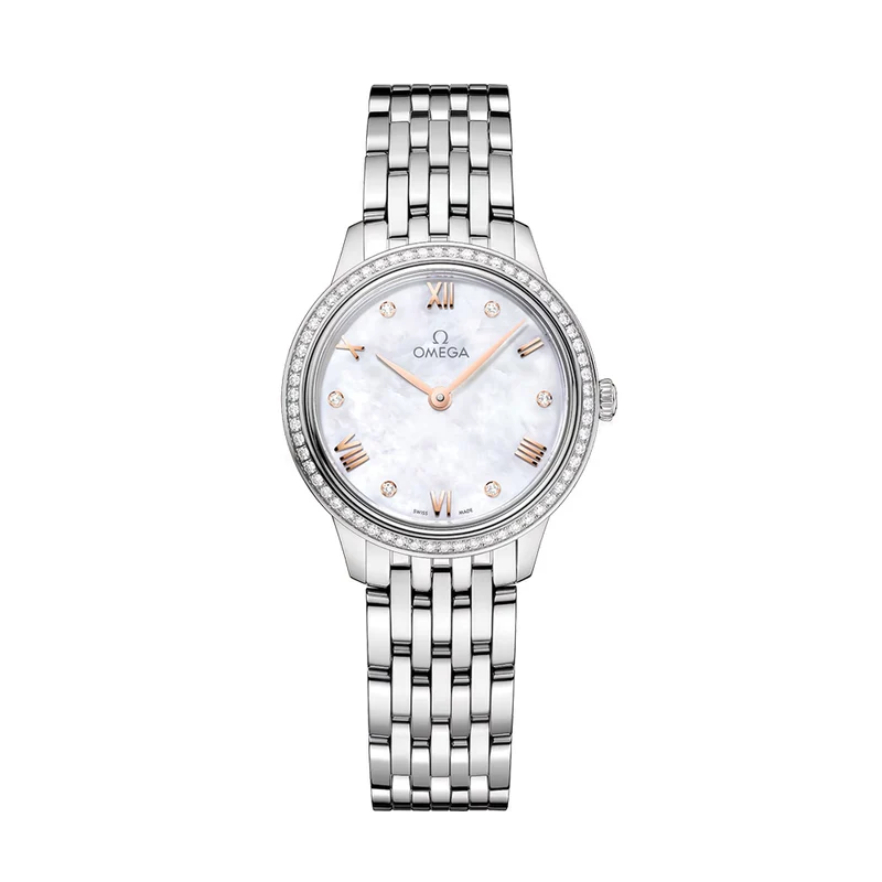 De Ville Prestige Diamonds Quartz 27.5mm - White, Mother-of-Pearl on Bracelet