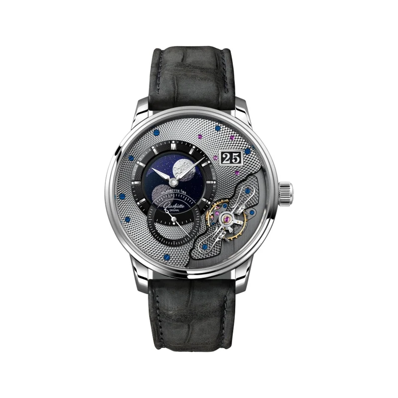 PanoLunarInverse Limited Edition 42mm - Galvanized Black on Leather Strap