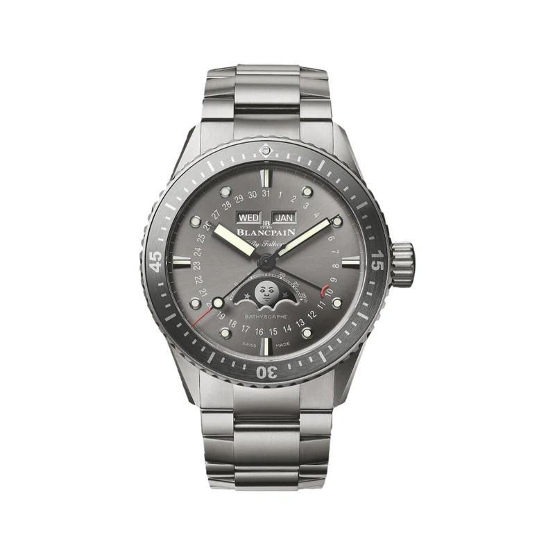 Fifty Fathoms Bathyscaphe Complete Calendar Moonphase Titanium 43mm - Grey on Bracelet