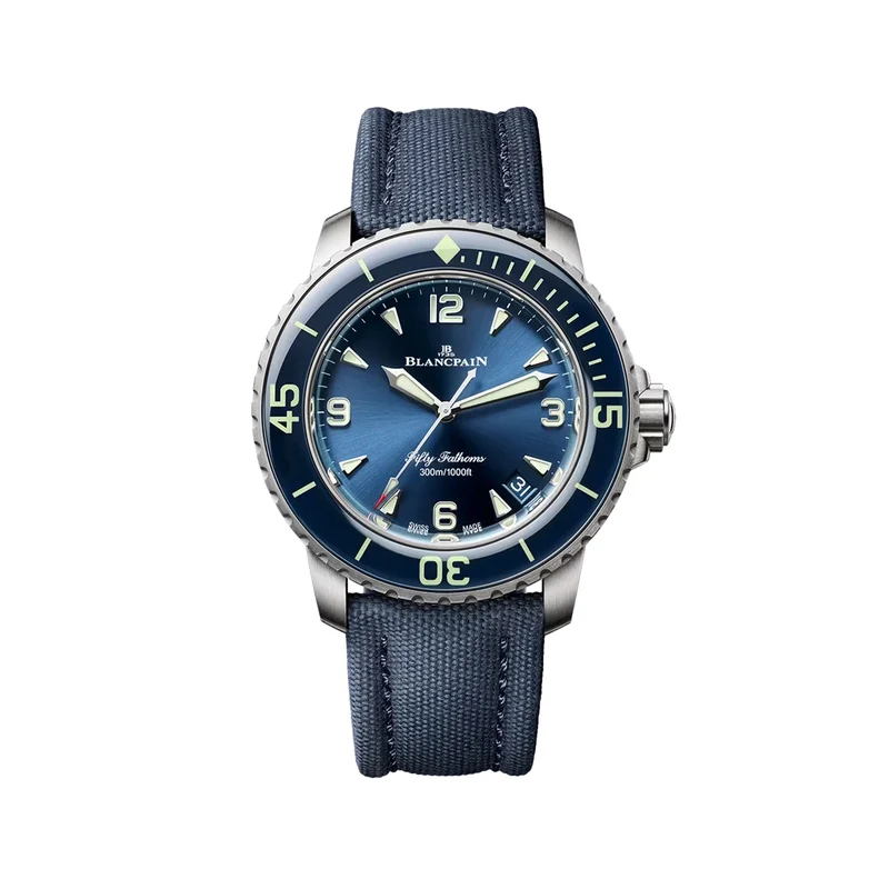 Fifty Fathoms Automatique Titanium 42.3mm - Blue on Sail-canvas Strap