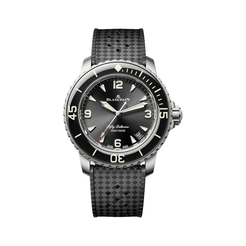 Fifty Fathoms Automatique Titanium 42.3mm - Black on Tropic Rubber Strap