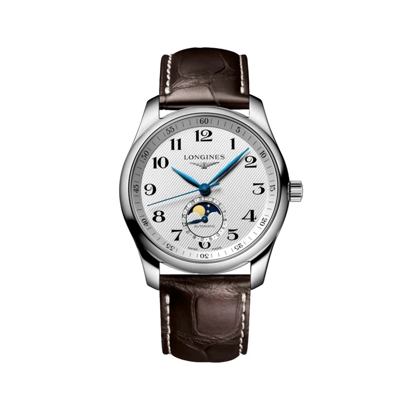 Master Collection Moonphase 40mm - Silver "Barleycorn" on Leather Strap