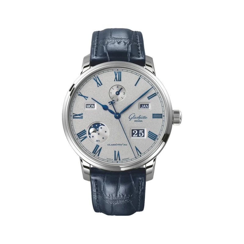 Senator Excellence Perpetual Calendar 42mm - Galvanized Grey on Leather Strap