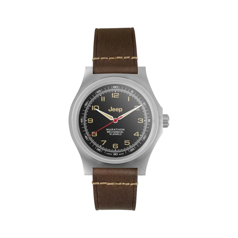 Jeep Willy's SSGPM Officer's Mechanical 41mm - Black on Leather Strap