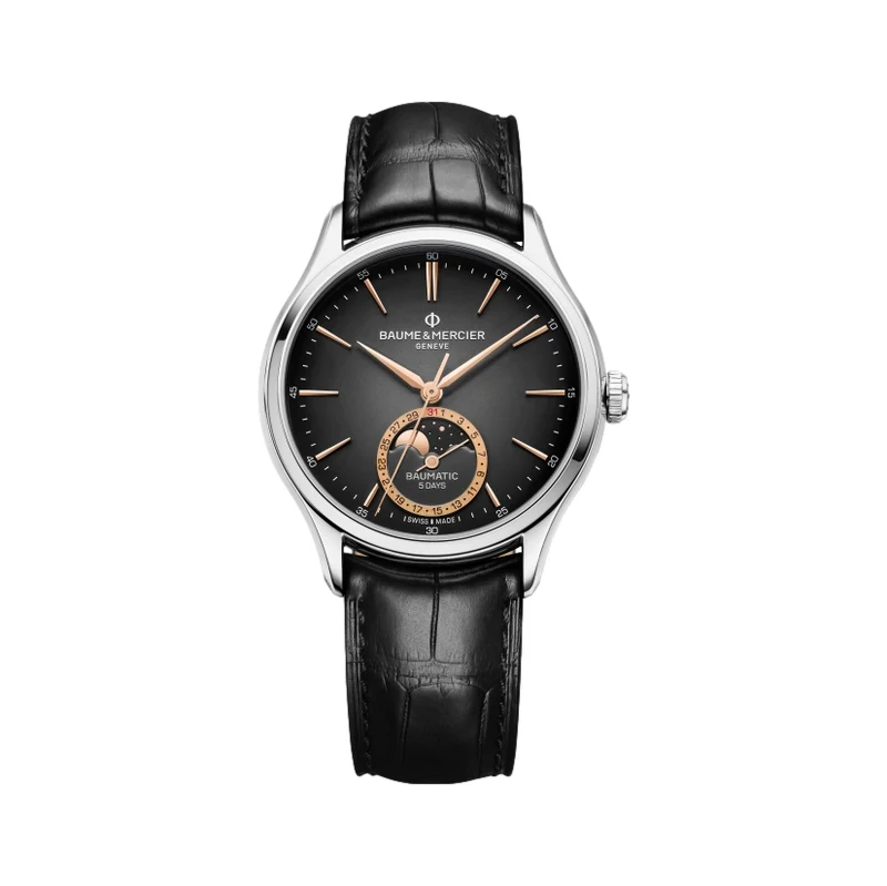 Clifton 10758 Moonphase 39mm - Grey on Leather Strap