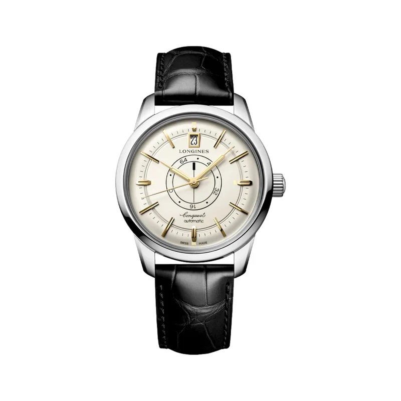 Conquest Heritage Central Power Reserve 38 mm - Champagne on Leather Strap