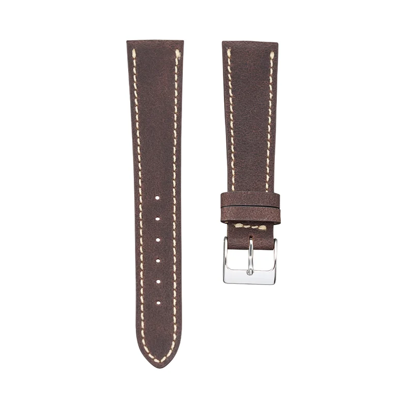 Chocolate Brown Distressed Nubuck Leather Strap