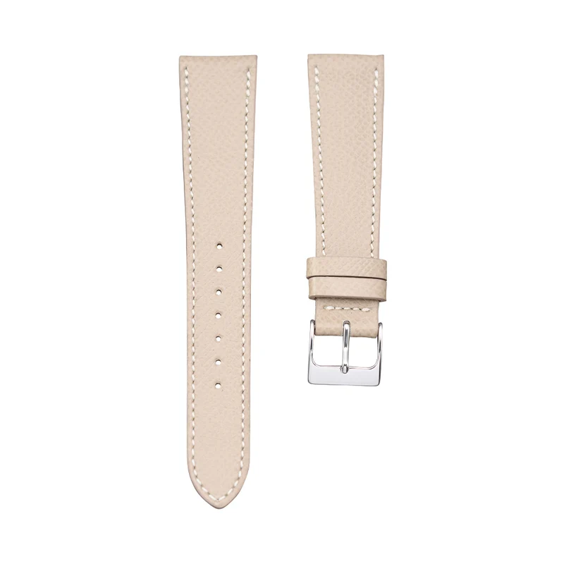 Beige Textured Calf Leather Strap