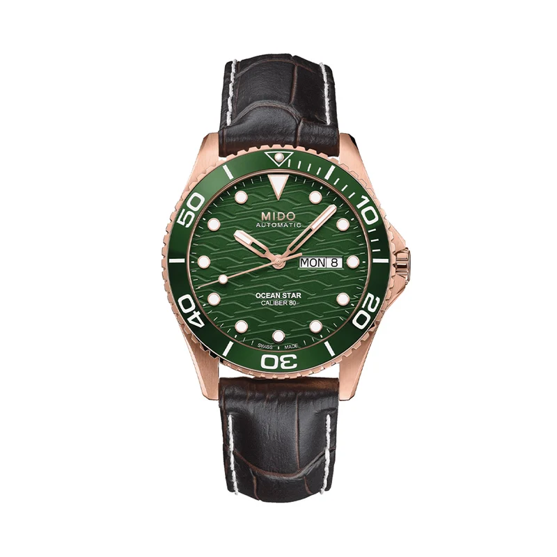 Ocean Star 200C 42.5mm - Green on Leather Strap