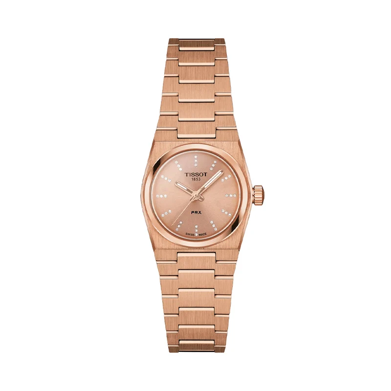 PRX Quartz PVD Coated Rose Gold w/ Diamonds 25mm - Pink on Bracelet