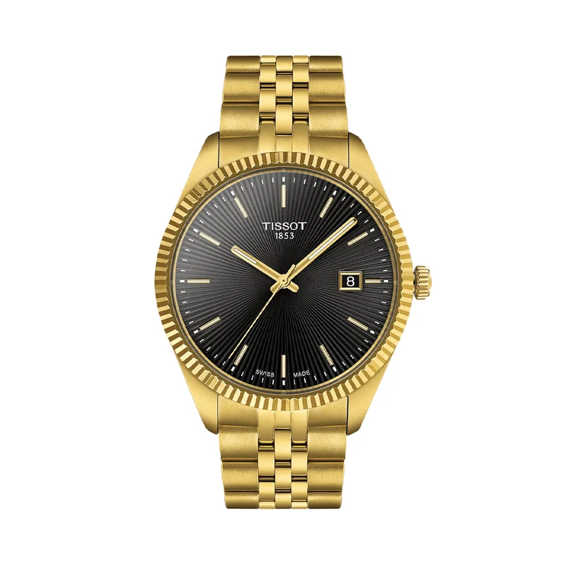 Ballade Quartz Yellow Gold PVD Coated 40mm - Black on Bracelet