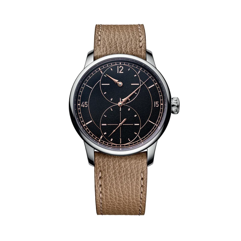 Le Régulateur Gravé Noir 39mm - Black on Leather Strap