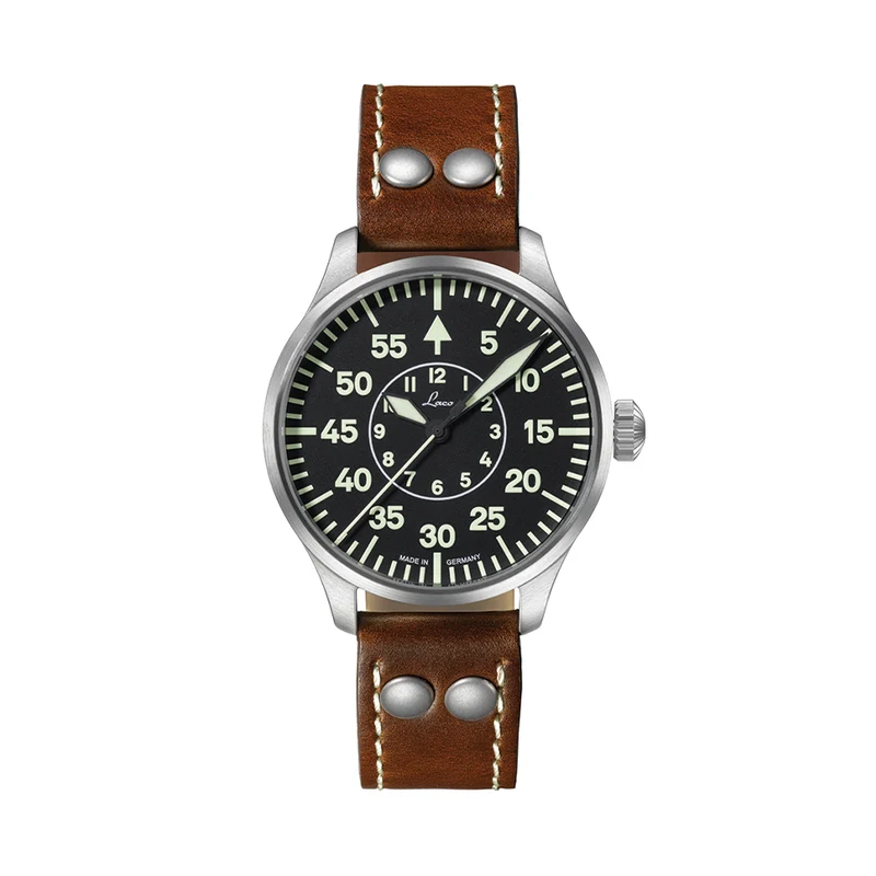 Pilot Watch Basic Aachen 39mm - Black on Leather Strap
