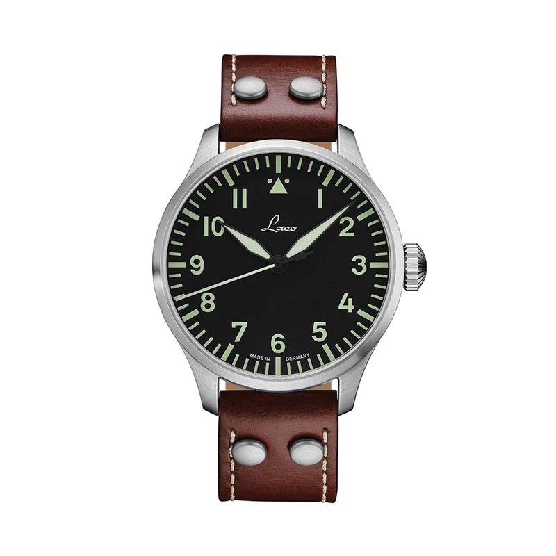Pilot Watch Basic Augsburg 42mm - Black on Leather Strap