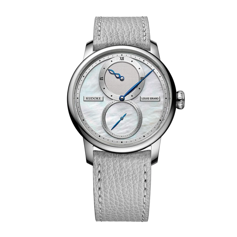 Louis Erard x KUDOKE Le Régulateur 42mm - White, Mother-of-Pearl on Leather Strap