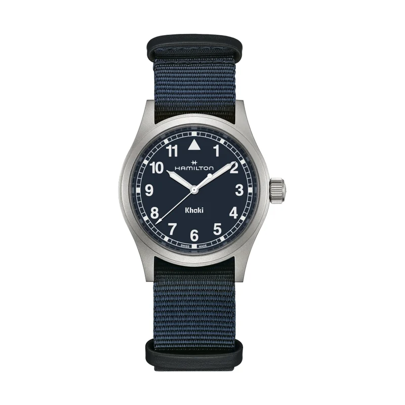 Khaki Field Quartz 38mm - Blue on One-Piece Textile Strap