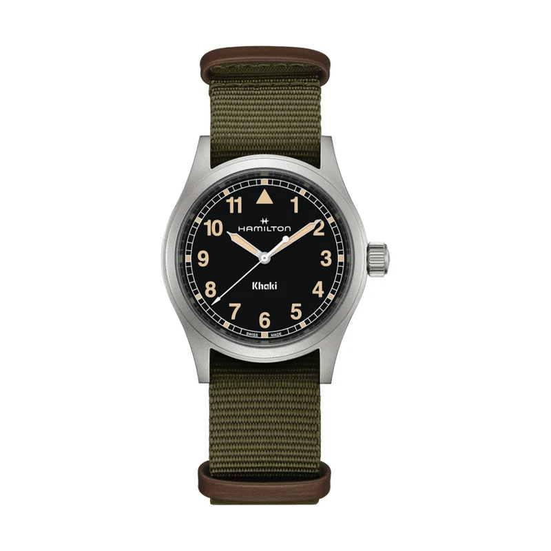 Khaki Field Quartz 38mm - Black on One-Piece Textile Strap