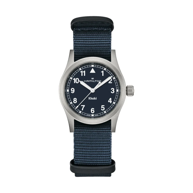Khaki Field Quartz 33mm - Blue on One-Piece Textile Strap