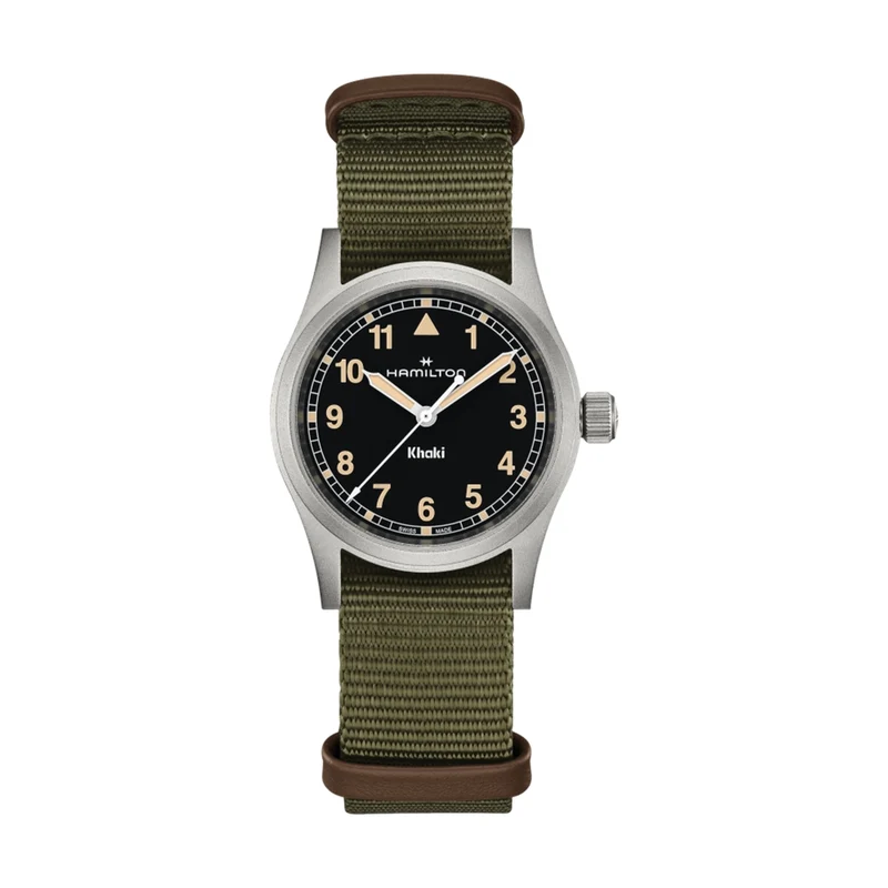 Khaki Field Quartz 33mm - Black on One-Piece Textile Strap