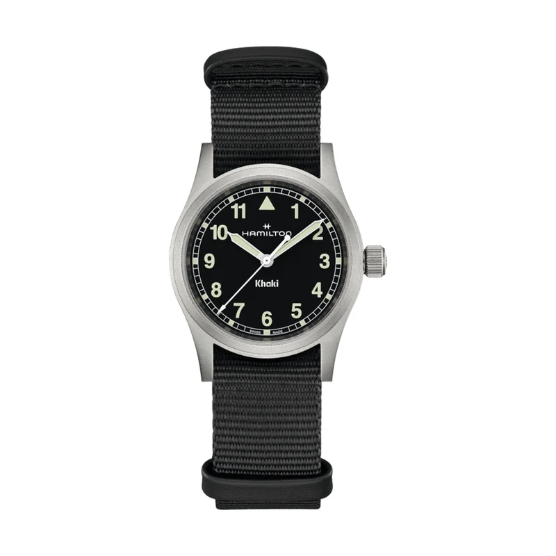 Khaki Field Quartz 33mm - Black on One-Piece Textile Strap