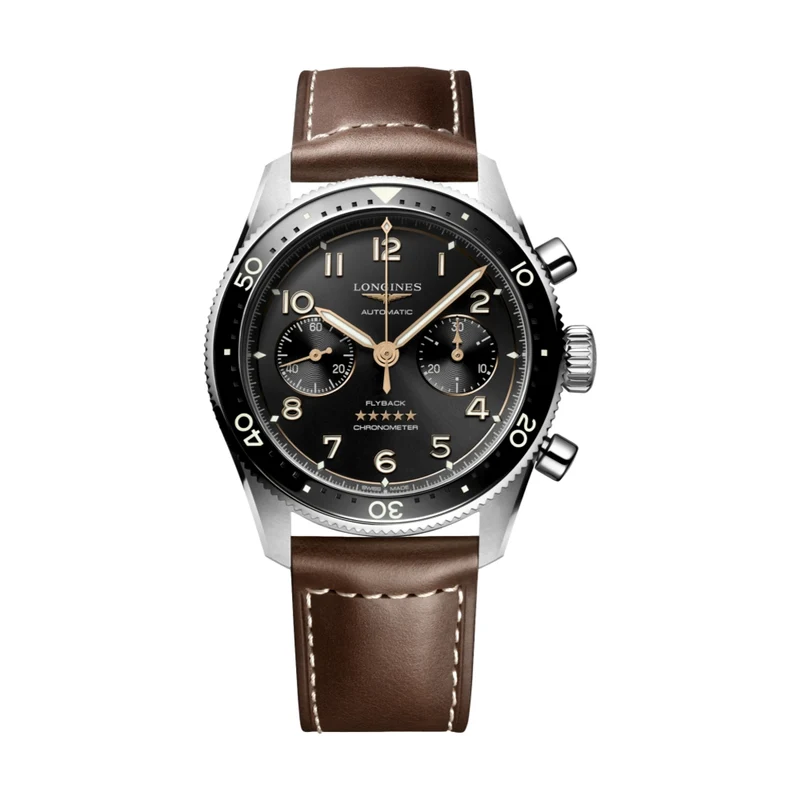 Spirit Flyback 42mm - Black on Leather Strap