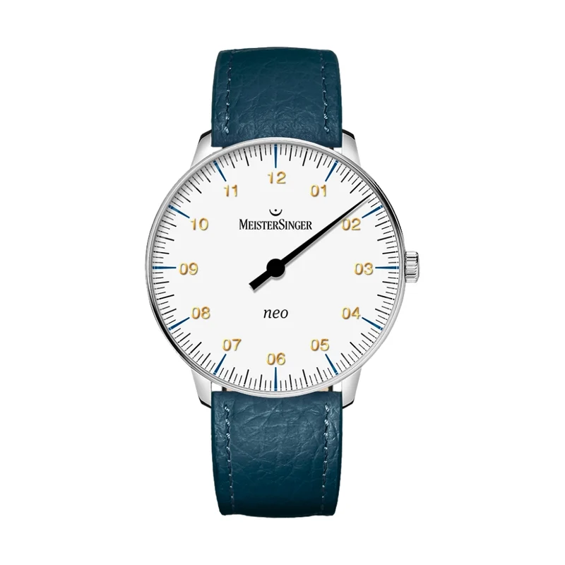 Neo Sapphire 36mm - White on Leather Strap