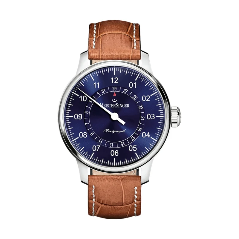 Perigraph 43mm - Sunburst Blue on Leather Strap