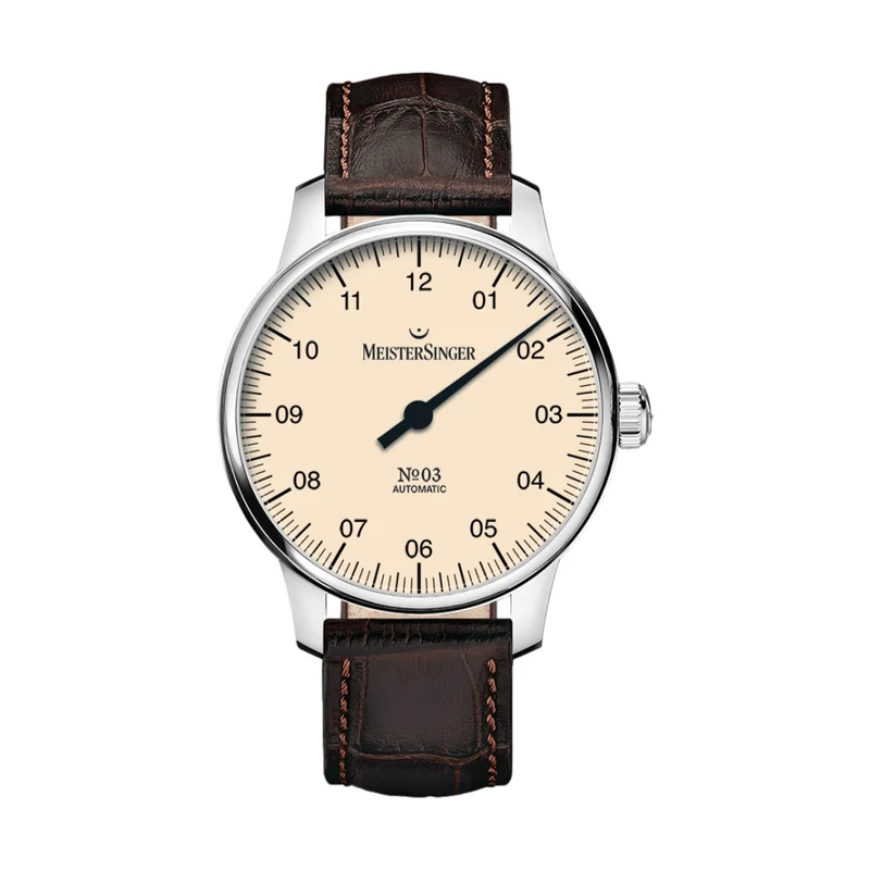 №03 38mm - Ivory on Leather Strap