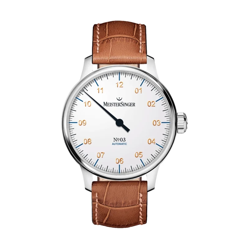 №03 43mm - White on Leather Strap