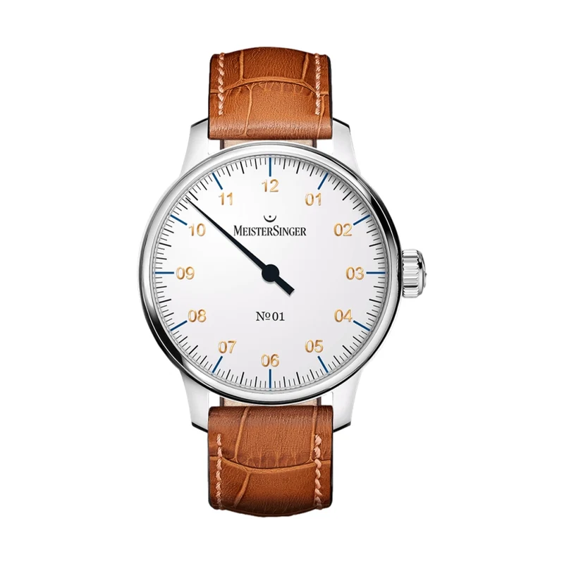 №01 43mm - White on Leather Strap